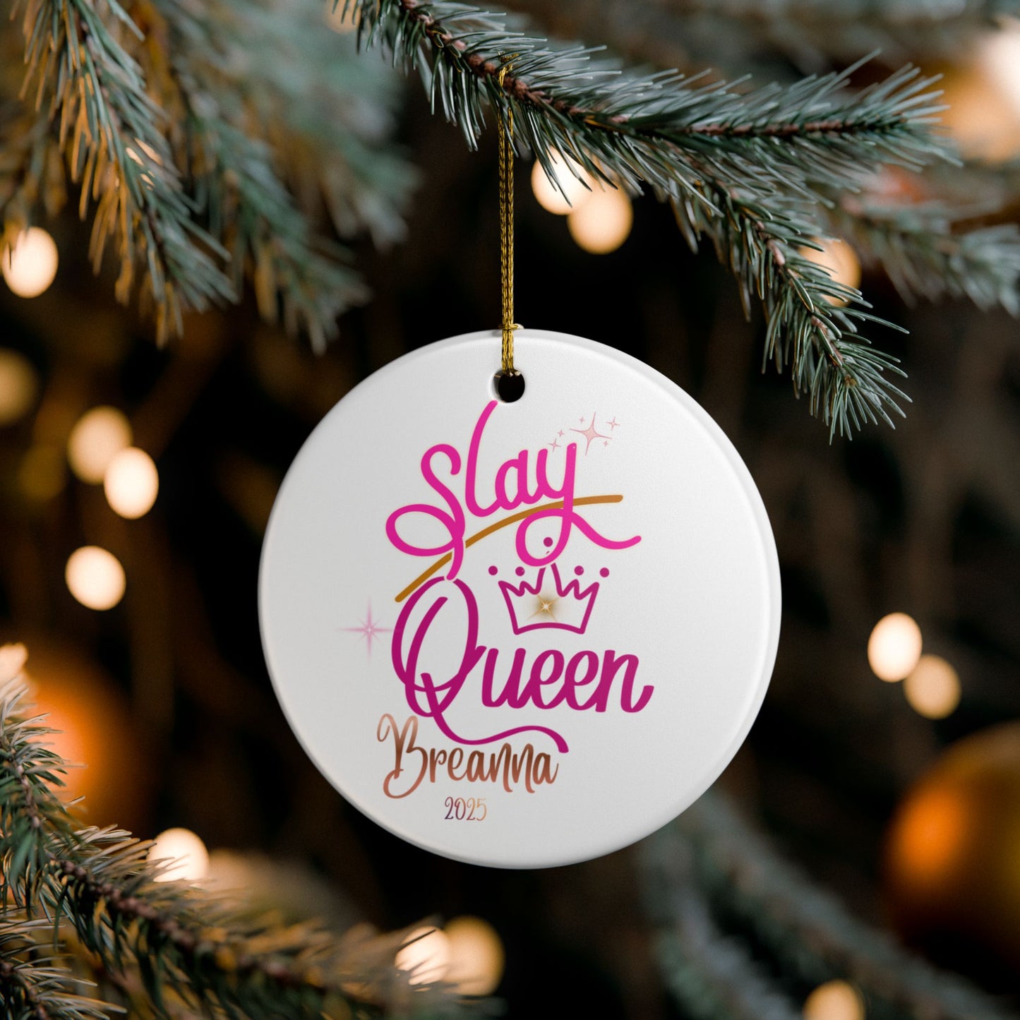 Personalized 'Slay Queen' Christmas Ornament, Teen/Tween Keepsake for Christmas