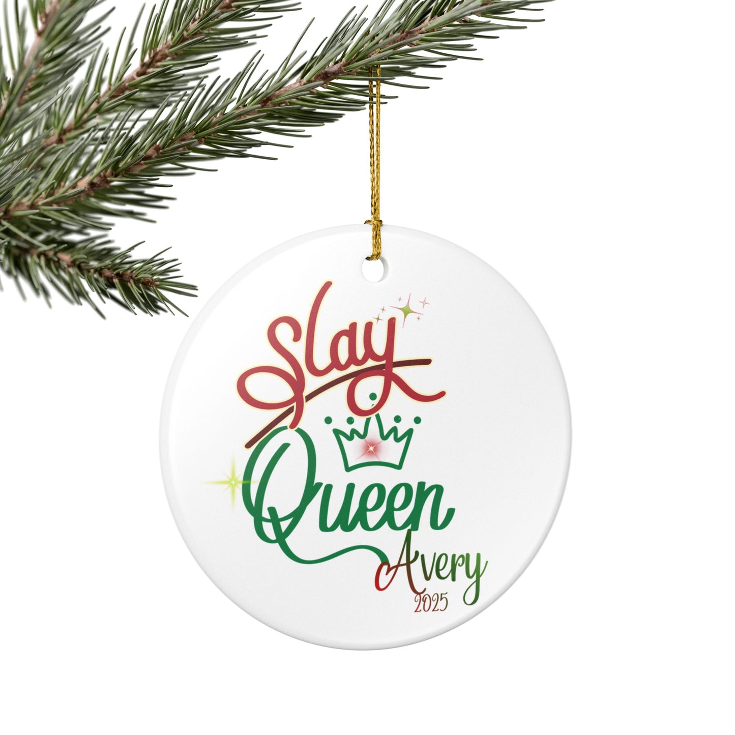 Personalized 'Slay Queen' Christmas Ornament, Teen/Tween Keepsake for Christmas
