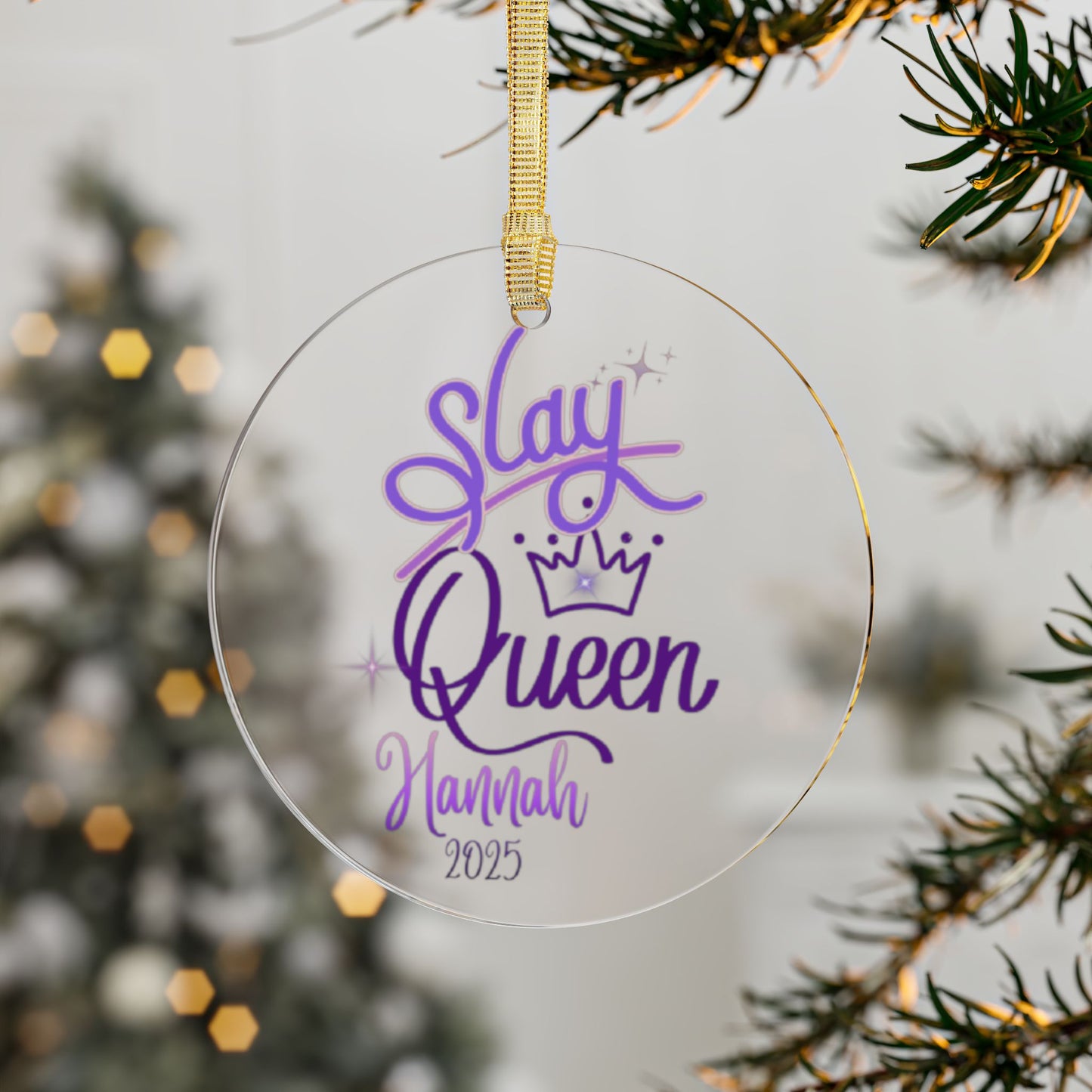 Personalized 'Slay Queen' Christmas Ornament, Teen/Tween Keepsake for Christmas