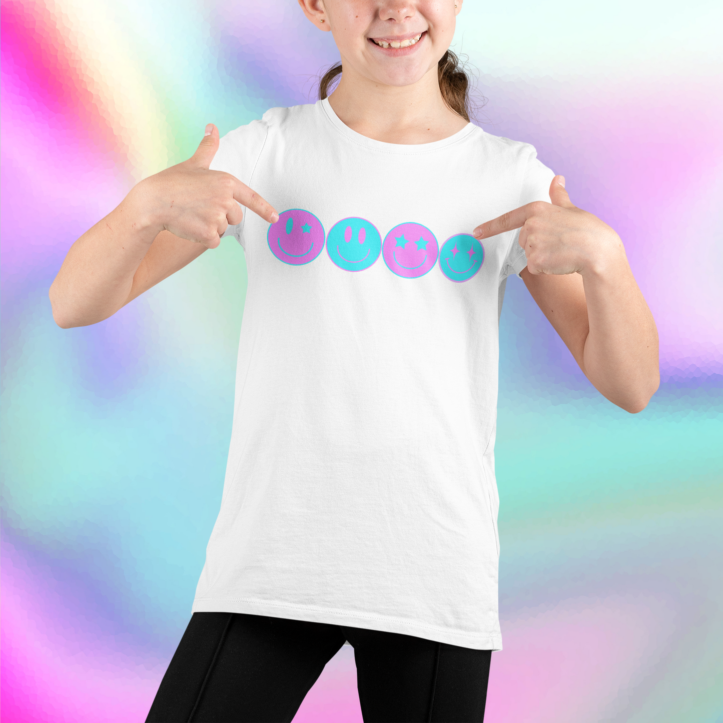 Preppy Aesthetic Smiley Face Girls'  T-Shirt