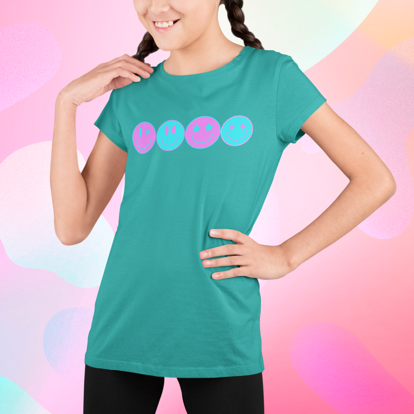 Preppy Aesthetic Smiley Face Girls'  T-Shirt